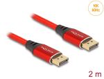 DELOCK DisplayPort Kabel 16K 60Hz 2m rot Metall