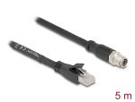 DELOCK M12 Kabel X-kodiert 8 Pin St zu RJ45 St 5 m schwarz
