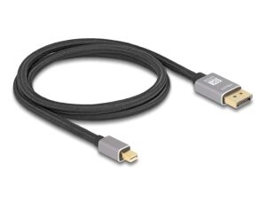 DeLOCK Mini DisplayPort zu DisplayPort Kabel 8K 60 Hz 1 m grau Metall ohne Einrastfunktion