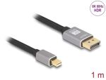 DeLOCK Mini DisplayPort zu DisplayPort Kabel 8K 60 Hz 1 m grau Metall ohne Einrastfunktion