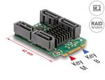 DeLOCK Konverter M.2 Key B+M Stecker zu 4 x SATA Stecker...
