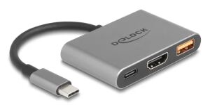 DeLOCK 61071 Videokabel-Adapter 0,1 m USB Typ-C USB Type-C + USB Type-A + HDMI Grau