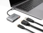 DeLOCK 61071 Videokabel-Adapter 0,1 m USB Typ-C USB Type-C + USB Type-A + HDMI Grau