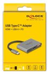 DeLOCK 61071 Videokabel-Adapter 0,1 m USB Typ-C USB Type-C + USB Type-A + HDMI Grau