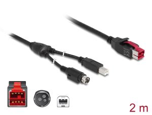 DELOCK PoweredUSB Kab. 24v St > USB-B St + Hosiden 3Pin 2.0m
