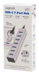 LogiLink USB 3.0 Hub, 4x USB-A, 5 Gbit/s, 2-in-1 Anschlusskabel, Silber