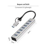 LogiLink USB 3.0 Hub, 4x USB-A, 5 Gbit/s, 2-in-1 Anschlusskabel, Silber