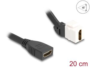 DeLOCK Keystone Modul Kabel HDMI Buchse zu Buchse 45° gewinkelt 8K 60 Hz 20 cm schwarz