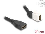 DeLOCK Keystone Modul Kabel HDMI Buchse zu Buchse 45° gewinkelt 8K 60 Hz 20 cm schwarz