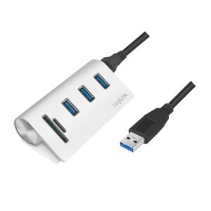 LogiLink CR0045 Schnittstellen-Hub USB 3.2 Gen 1 (3.1 Gen 1) Type-A 5000 Mbit/s Silber