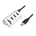 LogiLink CR0045 Schnittstellen-Hub USB 3.2 Gen 1 (3.1 Gen 1) Type-A 5000 Mbit/s Silber