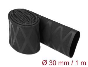 DELOCK Schrumpfschlauch X-Muster rutschfest 1m x 30mm Black