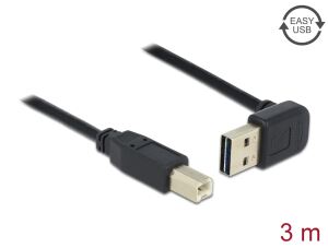 DELOCK Easy-USB-Kabel 2.0 A (gewinkelt oben/unten) -> B 3m
