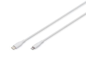 Digitus Lightning Silikon Anschlusskabel, USB-C - Lightning, 2m, weiß
