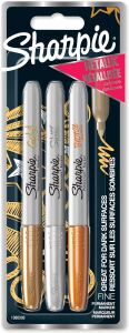 Sharpie 1986006 Marker 3 Stück(e) Feine Spitze Bronze, Gold, Silber