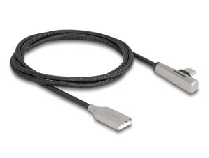 DeLOCK USB 2.0 Kabel Typ-A Stecker zu USB Type-C Stecker gewinkelt mit LED und Schnellladefunktion 60 W 1 m