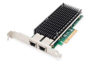 Digitus 2-Port 10 Gigabit Ethernet Netzwerkkarte, RJ45, PCI Express, Intel Chipsatz
