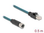 DeLOCK M12 Adapterkabel X-kodiert 8 Pin Buchse zu RJ45 Stecker 50 cm