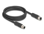 DELOCK M12 Kabel L-kodiert 4 Pin St zu Bu PUR 2m schwarz