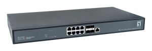 LevelOne 12-Port L3 Managed 10-Gigabit-Switch, 8 × 1G/2.5G/5G/10G RJ45, 4 × 1G/2.5G/10G SFP+ Uplinks, 240 Gbps Non-Blocking-Fabric, 19-Zoll-Rackmontage