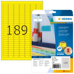 HERMA Farbige Etiketten A4 25.4x10 mm gelb Papier matt 3780 St.