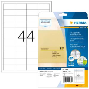 HERMA Etiketten transparent matt A4 48.3x25.4 mm Folie 1100 St.