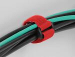 DeLOCK Klett-Kabelbinder mit Schlaufe und Befestigungsöse L 190 x B 25 mm rot 5 Stück