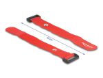 DeLOCK Klett-Kabelbinder mit Schlaufe und Befestigungsöse L 190 x B 25 mm rot 5 Stück
