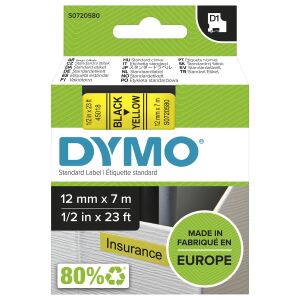 DYMO Original D1-Etikettenband | schwarz auf gelb | 12 mm x 7 m | selbstklebendes Schriftband | für LabelManager-Beschriftungsgerät