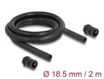 DeLOCK Kabelschutzschlauch 2 m x 18,5 mm mit 2 x PG13,5 Schlauchverschraubung Set schwarz