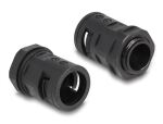 DeLOCK Kabelschutzschlauch 2 m x 18,5 mm mit 2 x PG13,5 Schlauchverschraubung Set schwarz