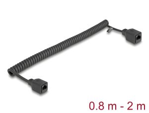 DELOCK RJ45 Spiralkabel Bu > Bu Cat.5e UTP 0,8m - 2m schwarz