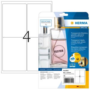 HERMA Etiketten transparent glasklar A4 99.1x139 mm transparent klar Folie glänzend 100 St.