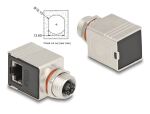 DeLOCK M12 Adapter X-kodiert 8 Pin Buchse zu RJ45 Buchse Cat.6A STP geschirmt 90° gewinkelt