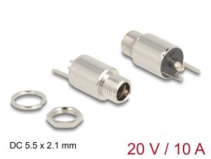 DeLOCK Steckverbinder DC 5,5 x 2,1 mm Buchse zum Einbau Lötversion - rund 20 V / 10 A