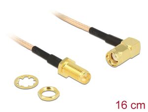 DELOCK Antennenkabel RP-SMA 90° -> RP-SMA St/Bu 0.16m tra