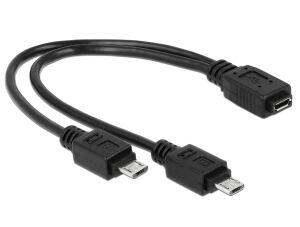 DELOCK USB Kabel micro B -> 2x micro B Bu/St 0.20m sw