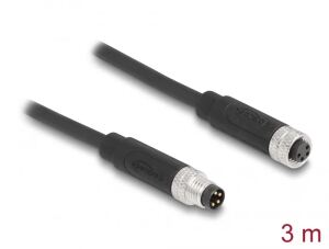 DeLOCK M8 4 Pin Kabel A-kodiert Stecker zu Buchse PUR (TPU) 3 m