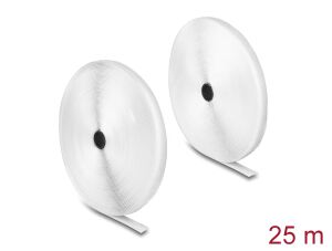 DeLOCK Strapazierfähiges Klettband mit Haft- und Flauschband L 25 m x B 20 mm weiß