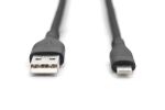 Digitus Lightning Silikon Anschlusskabel, USB-A - Lightning 2m, schwarz