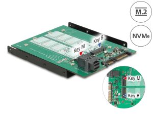 DELOCK Adapter SATA 22pin/Mini SAS HD -> M.2 NGFF Key B/M