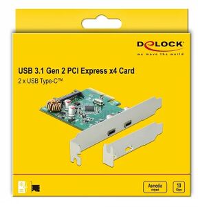 DELOCK PCI Express x4 Karte zu 2 x extern USB 10 Gbps Type-C