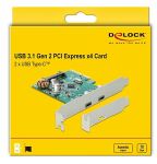 DELOCK PCI Express x4 Karte zu 2 x extern USB 10 Gbps Type-C
