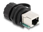 DeLOCK Kabelverbinder RJ50 Buchse zu RJ50 Buchse zum Einbau mit Verschlusskappe IP68 staub- und wasserdicht schwarz