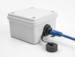 DeLOCK Kabelverbinder RJ50 Buchse zu RJ50 Buchse zum Einbau mit Verschlusskappe IP68 staub- und wasserdicht schwarz