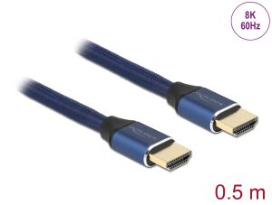 DeLOCK Ultra High Speed HDMI Kabel 48 Gbps 8K 60 Hz blau 0,5 m zertifiziert