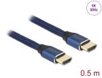 DeLOCK Ultra High Speed HDMI Kabel 48 Gbps 8K 60 Hz blau 0,5 m zertifiziert