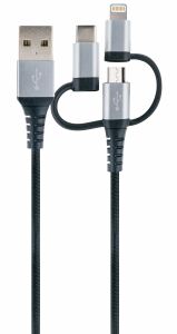 Schwaiger LKU 100 USB Kabel USB 2.0 1,5 m USB A Micro-USB B 0,48 Gbit/s Schwarz, Silber