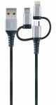 Schwaiger LKU 100 USB Kabel USB 2.0 1,5 m USB A Micro-USB B 0,48 Gbit/s Schwarz, Silber