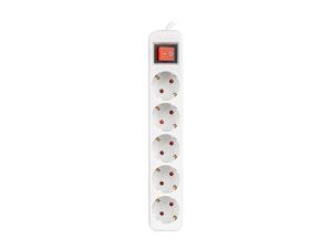 Lanberg PS1-05F-0300-W Verlängerungskabel 3 m 5 AC-Ausgänge Drinnen Weiß